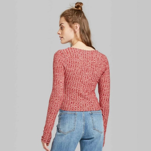 NWT Wild Fable Scoop Neck Henley Cropped Top - Picture 3 of 7